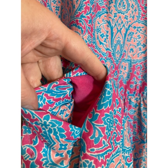 Evan Picone Midi Dress Womens 10 Spring Paisley Fit & Flare Pockets Pink Flowy - Picture 14 of 14